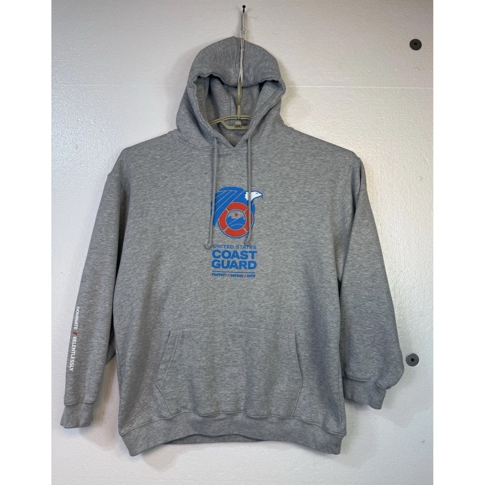 US Coast Guard USCG Hoodie Sweatshirt Mens XL Gray Bayside Made USA Pullover